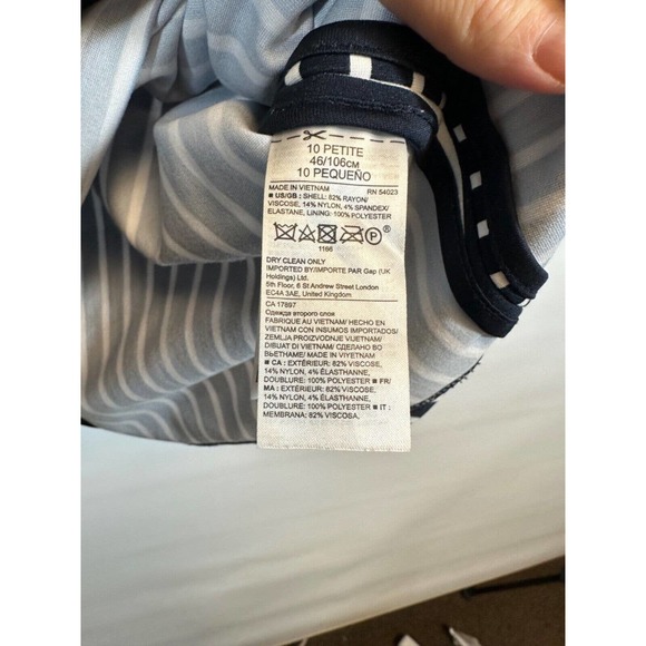 Banana Republic Navy Blue & White Striped Nautical Dress Bodycon size 10P D28 - Picture 4 of 8